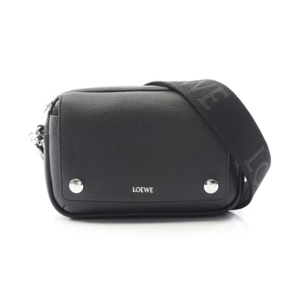 Loewe Pele Messenger Bag Shoulder Leather Black